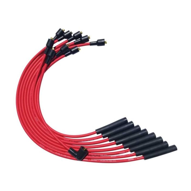 Moroso Ultra Spiral Core 8 mm Spark Plug Wire Set - Red - Straight Plug Boots - Socket Style Terminal - Small Block Mopar