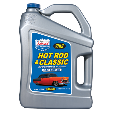 Lucas Oil Products Hot Rod and Classic Car Motor Oil ZDDP 10W40 Conventional - 5 qt