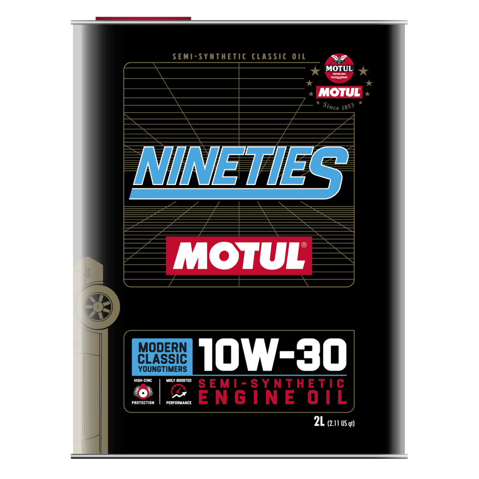 Motul Classic Nineties Motor Oil - 10W30 - Semi-Synthetic - 2 L Can - (Set of 10)