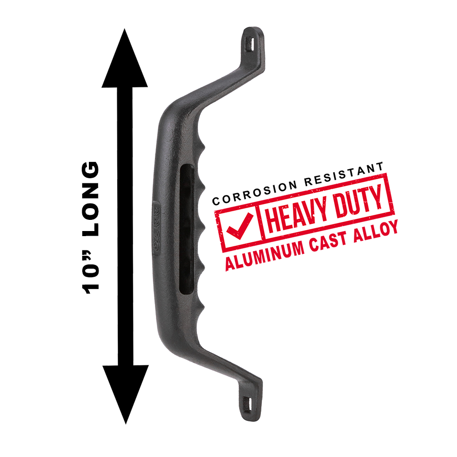 Carr Exterior Cab Grab Handle 10" Long Mounting Hardware Included Aluminum - Black Anodize