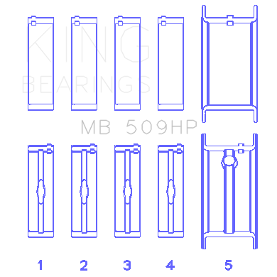 King Alecular Pro Series Main Bearings - SB Chevy 350 (1976-98), SB Chevy 400 (1970-80) w/ Dowel Hole - .010"