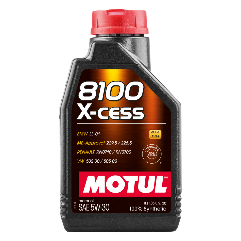 Motul 8100 X-cess Motor Oil - 5W30 - Synthetic - 1 L Bottle - (Set of 12)
