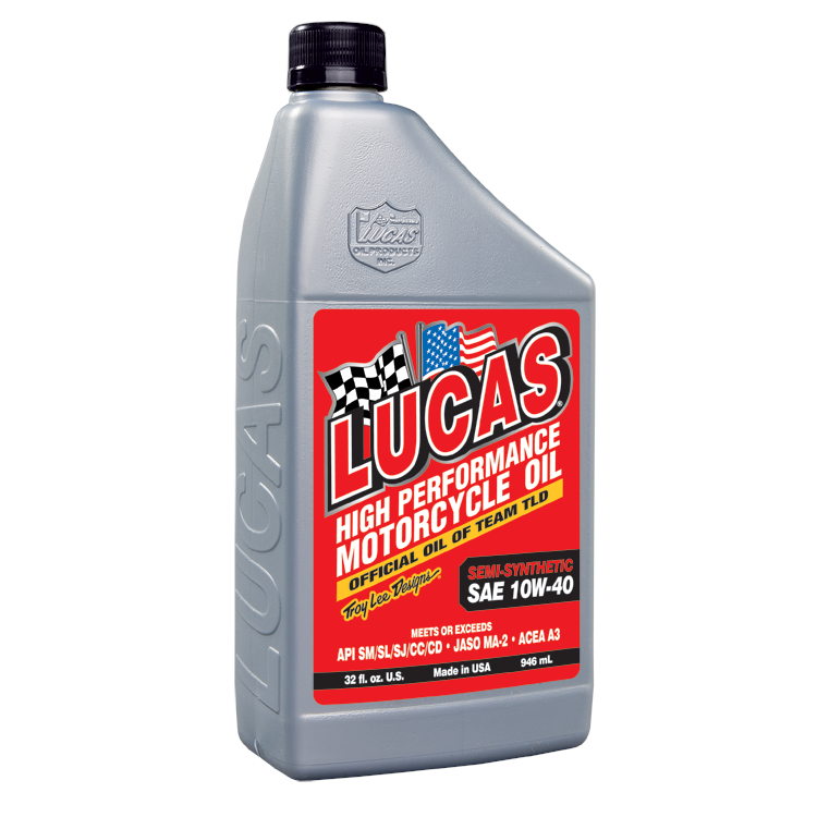 Lucas Oil Products High Performance Motor Oil 10W40 Semi-Synthetic 1 qt - Motorcycle