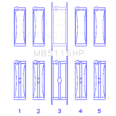 King HP Main Bearing - 0.001 in Undersize - Mopar 426 Hemi / RB-Series
