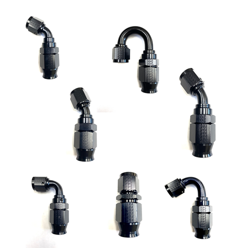 Fragola Race-Rite 45° Hose End - PTFE Hose - 6 AN Hose to 6 AN Female - Swivel - Aluminum - Black