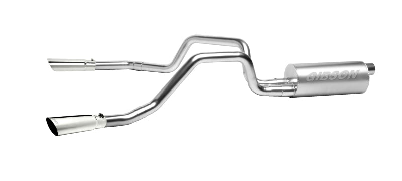 Gibson Dual Split Cat-Back Exhaust System - 2-1/2 in Tailpipe - 3-1/2 in Tips - Polished - GM Fullsize Truck 1989-93