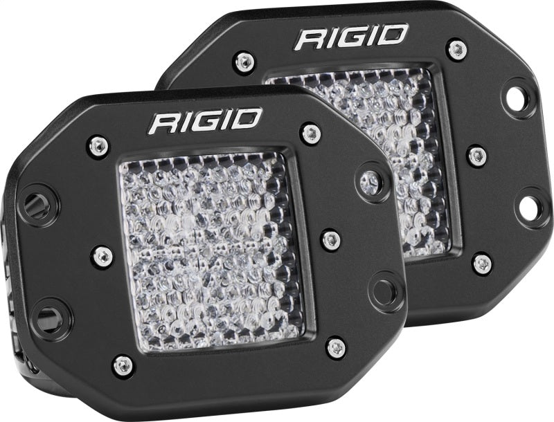 Rigid Industries D-Series PRO LED Flood Light Assembly - 30 Watts - 4 White LED - White Lens - 3 x 3 in Square - Flush Mount - Black (Pair)