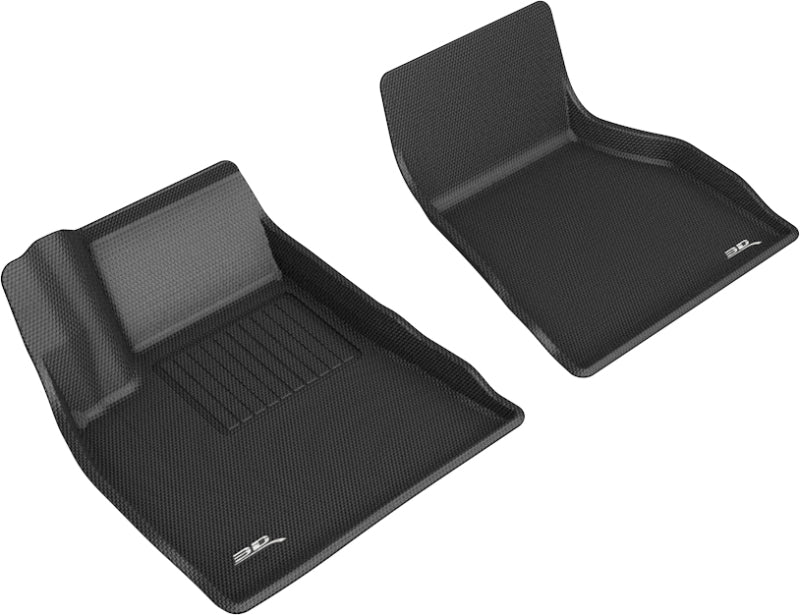 3D Maxpider Kagu Front Floor Liner - Black/Textured - Tesla S 2015-21 (Pair)