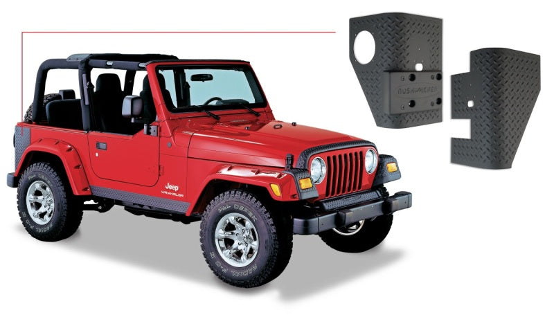 Bushwacker Trail Armor Body Guard - Corner - Rear - Stick-On - Plastic - Bushwacker Pocket Style Flares - (Pair)