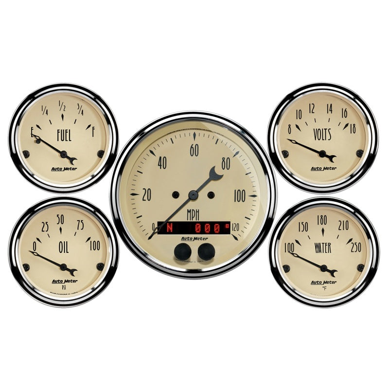 Auto Meter Antique Beige Gauge Kit - w/GPS Speedometer