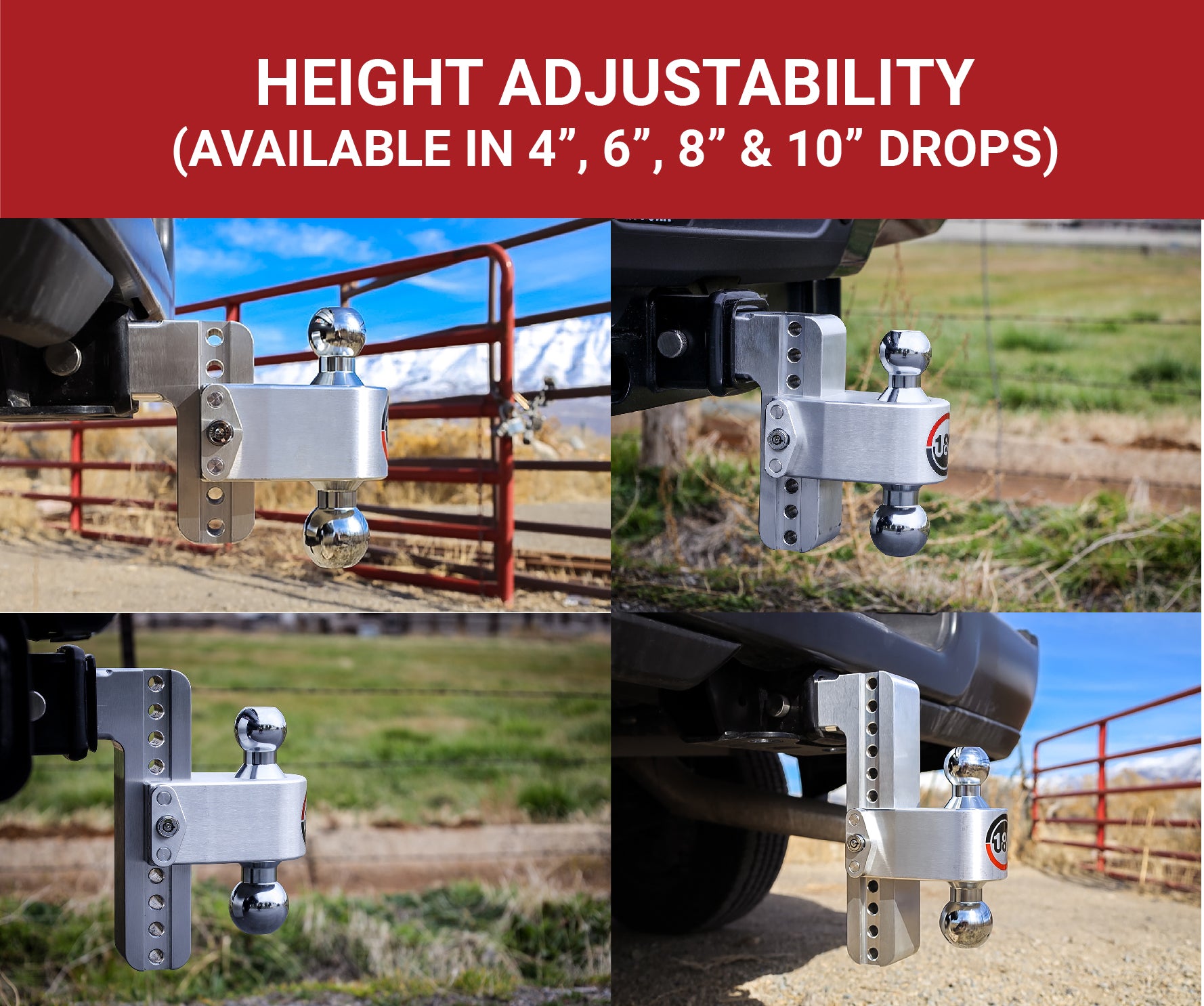 Weigh Safe Ball Mount Hitch - 2/2-5/16" Hitch - 6" Drop - 8000/12500 lb Capacity - Aluminum/Steel/Chrome