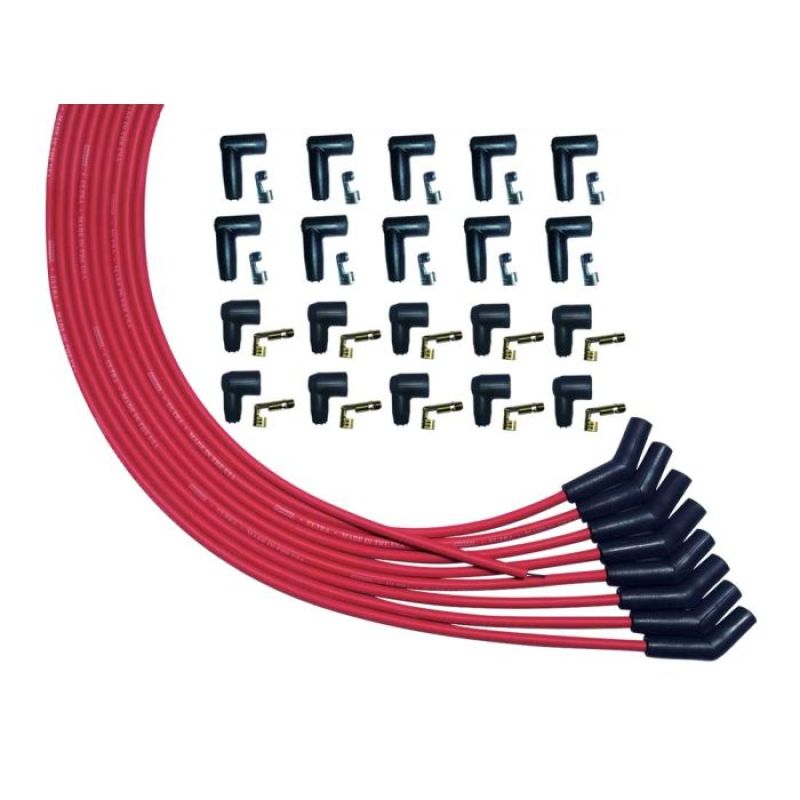 Moroso Ultra Spiral Core 8 mm Spark Plug Wire Set - Red - 135 Degree Plug Boots - HEI / Socket Style - Universal 8-Cylinder