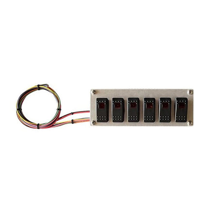American Autowire Switch Panel - 8.25 x 3 in - 6 Rockers - Red Indicator Lights - Harness