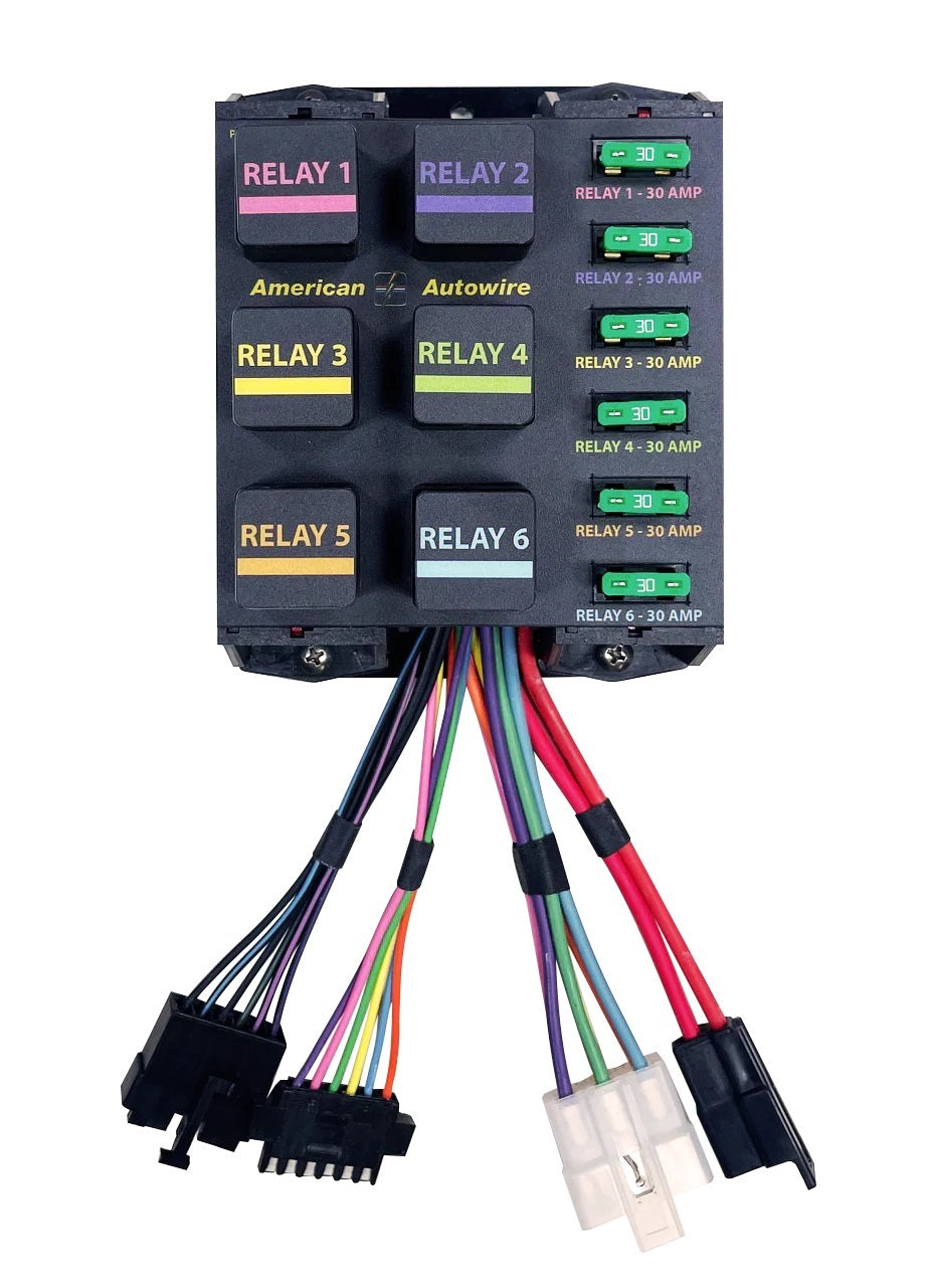 American Autowire 6 Bank Relay Panel - 40 amps - 12V