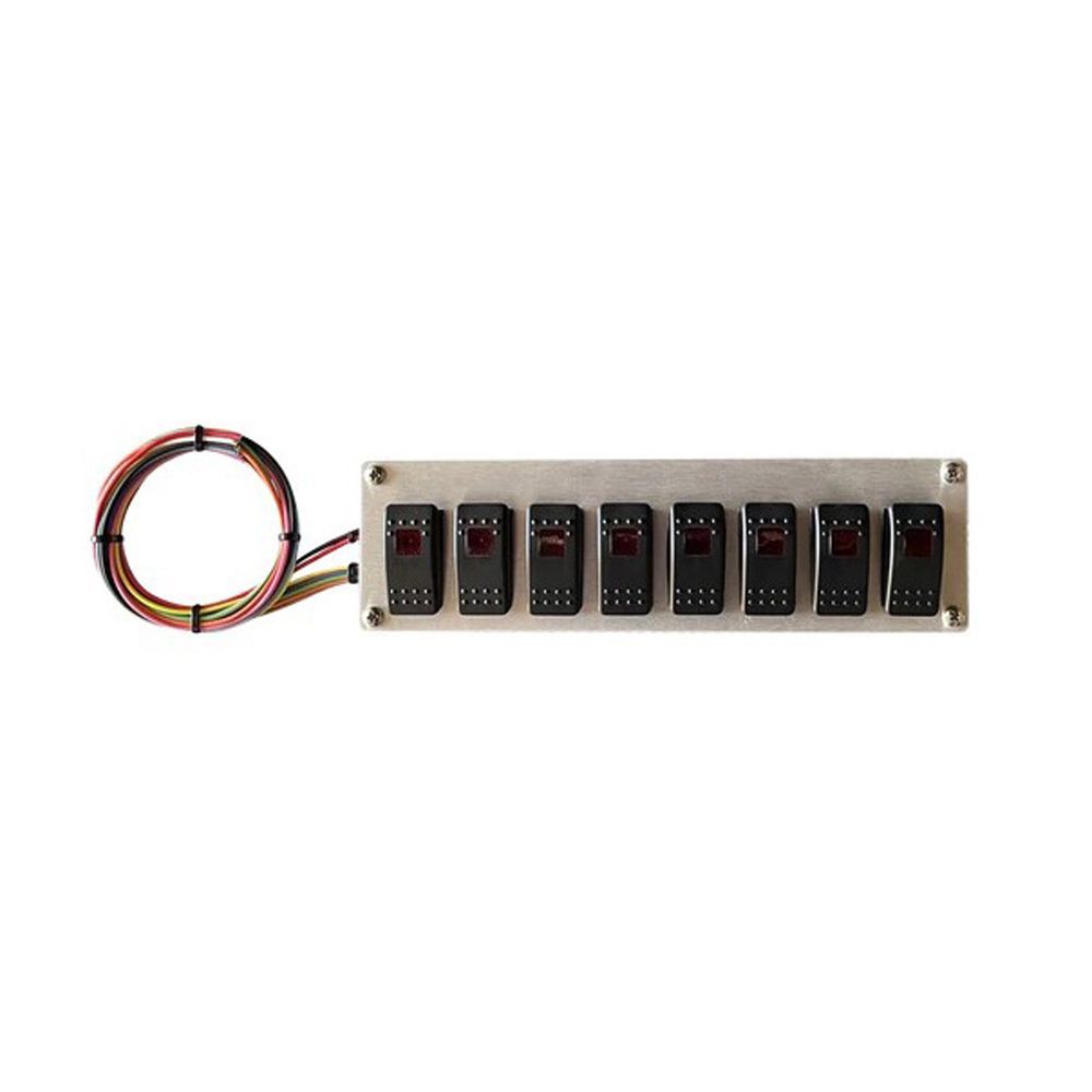 American Autowire Rocker Switch Panel - 10.75 x 3 in - 7 Rockers - Red Indicator Lights