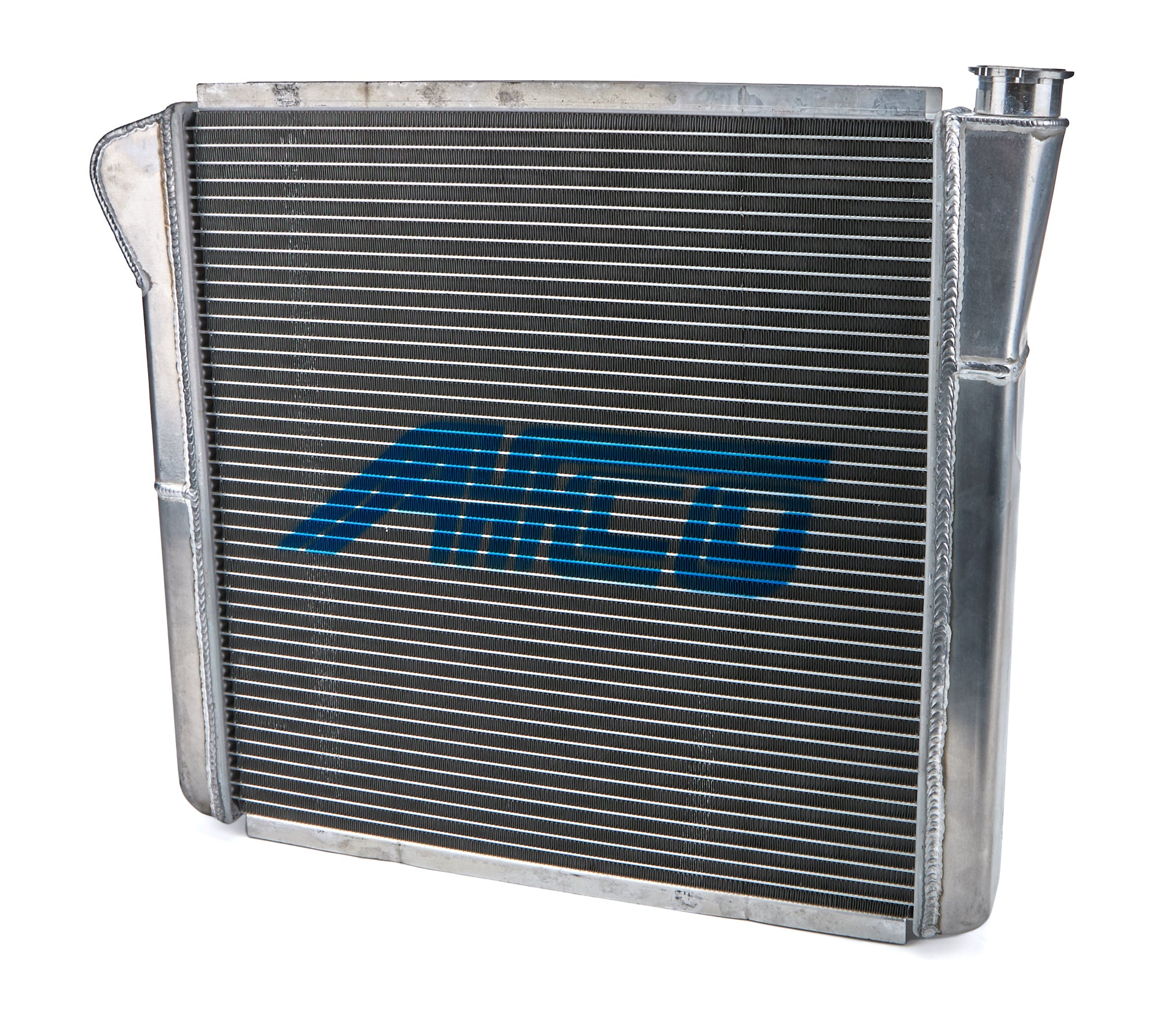 AFCO Aluminum Double Pass Radiator - 19" x 22" - Inlet 1-1/2" Right, Outlet 1-3/4" Right