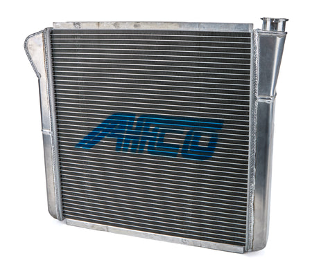 AFCO Aluminum Double Pass Radiator - 19" x 22" - Inlet 1-1/2" Right, Outlet 1-3/4" Right