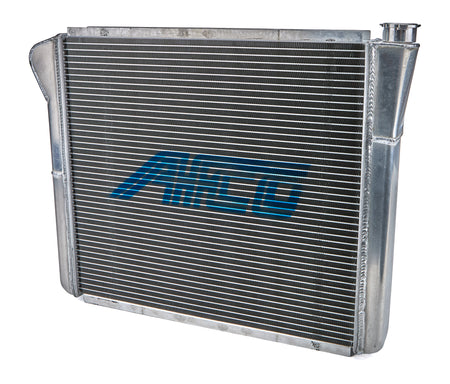 AFCO Aluminum Double Pass Radiator - 19" x 24" - Inlet 1-1/2" Right, Outlet 1-3/4" Right