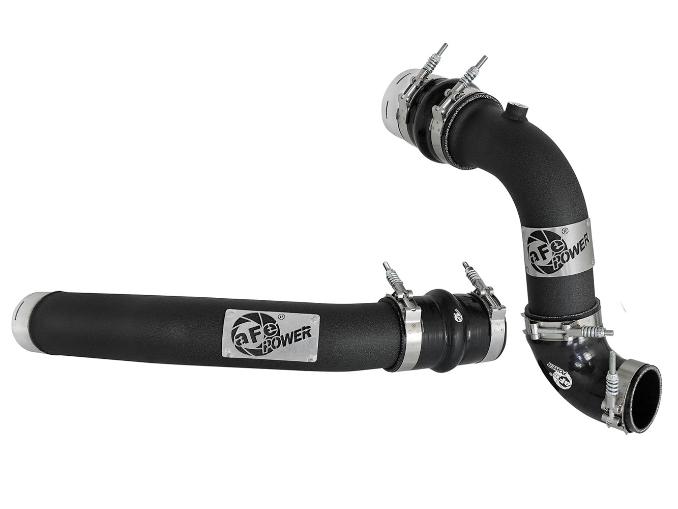 aFe Power BladeRunner Aluminum Intercooler Pipe - Black - Turbocharger to Intercooler - Ford PowerStroke - Ford Fullsize Truck 2017-22