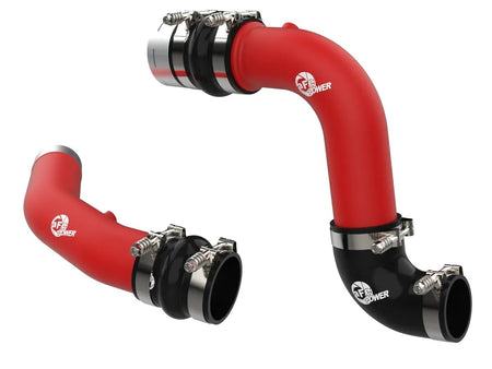 aFe Power BladeRunner Aluminum Intercooler Pipe - Red - Intercooler Cold / Hot Side - Ford Powerstroke - Ford Fullsize Truck 2023-24 46-20734-R