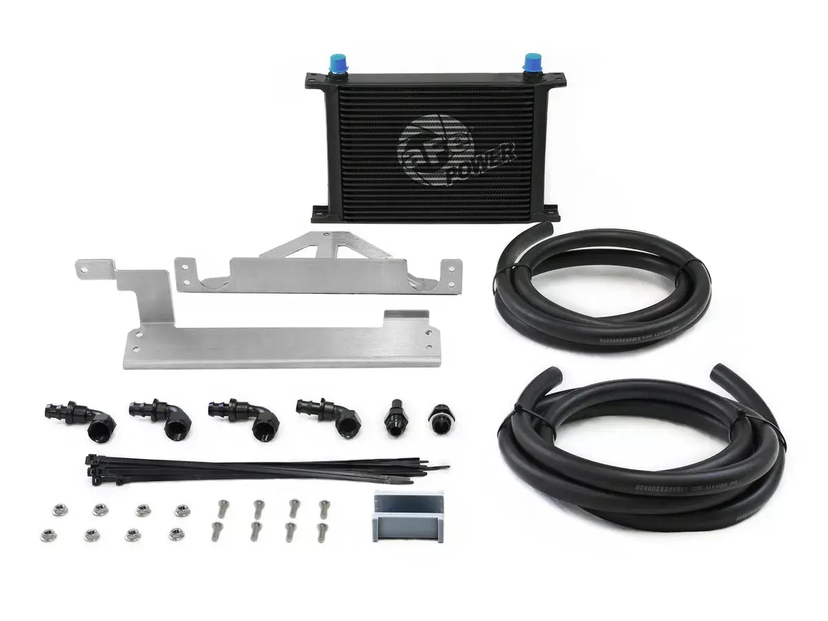aFe Power 13 x 8.75 x 2 in Transmission Cooler Kit - 8 AN Male Inlet / Outlet - Black - Ford EcoBoost V6 / Coyote