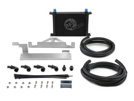 aFe Power 13 x 8.75 x 2 in Transmission Cooler Kit - 8 AN Male Inlet / Outlet - Black - Ford EcoBoost V6 / Coyote