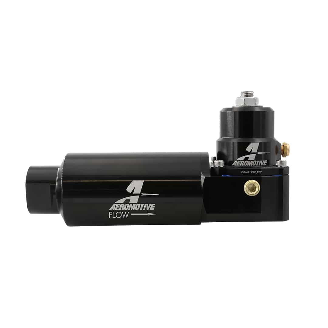 Aeromotive In-Line Fuel Pressure Regulator - 3 to 20 PSI - 10 AN Female In / 10 AN Female Out / 6 AN Female Return - Black