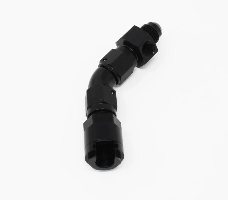 Aeromotive Legacy VaporWorx 45 Degree 6 AN Male to 3/8 in Female Quick Disconnect Fuel Line Adapter - 1/8 in NPT Port - Black