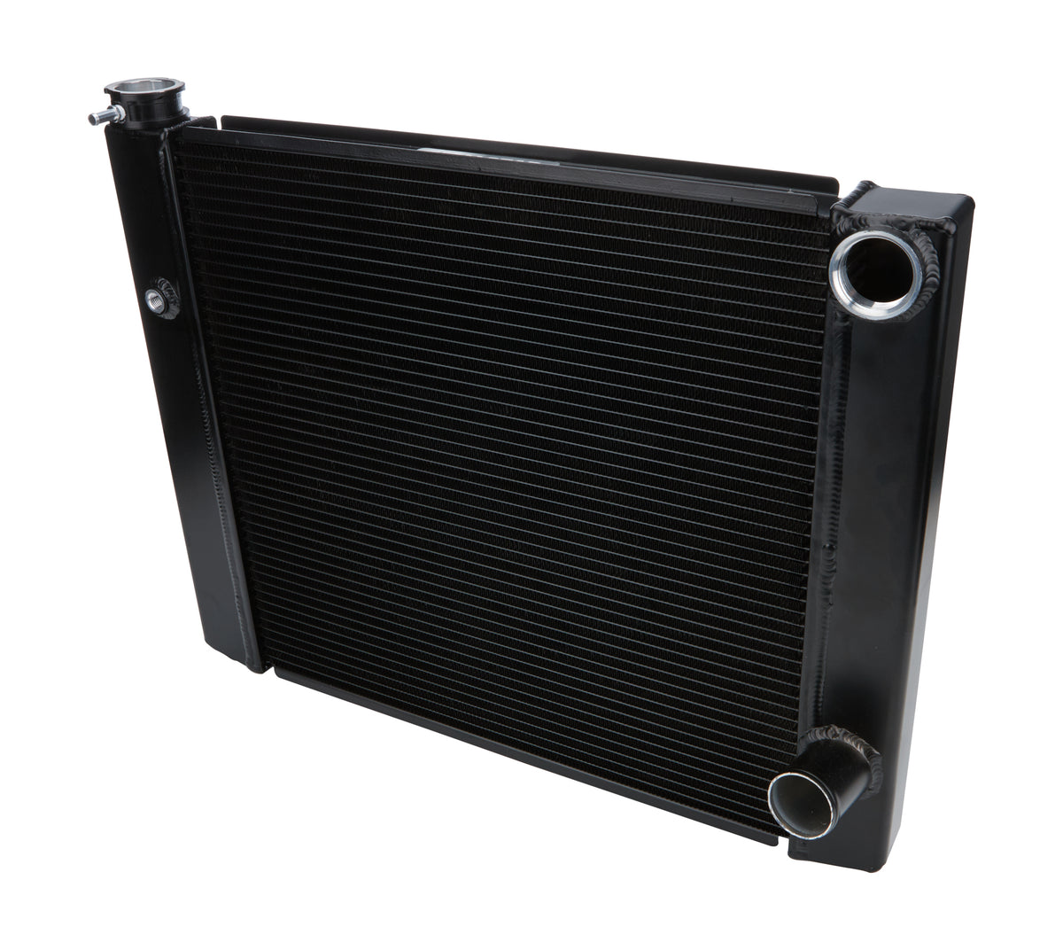 Allstar Performance Aluminum Dual Pass Radiator - 24 in W x 19 in H x 1.5 in D - Right Side Inlet - Right Side Outlet - Black