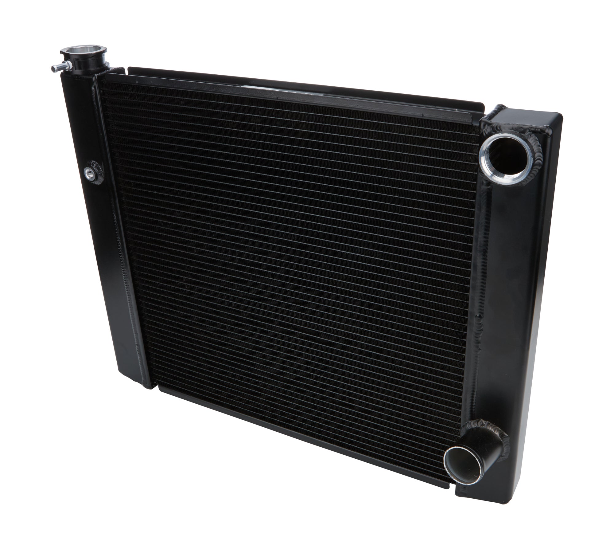 Allstar Performance Aluminum Dual Pass Radiator - 24 in W x 19 in H x 1.5 in D - Right Side Inlet - Right Side Outlet - Black