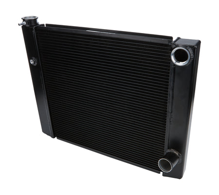 Allstar Performance Aluminum Dual Pass Radiator - 24 in W x 19 in H x 1.5 in D - Right Side Inlet - Right Side Outlet - Black