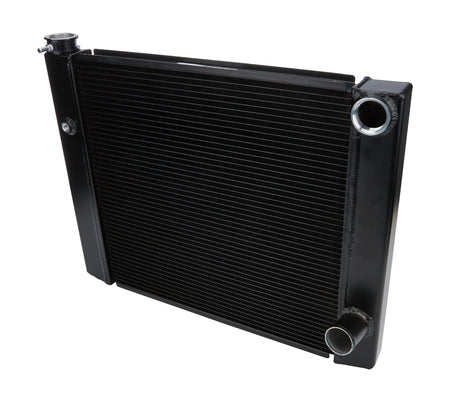 Allstar Performance Aluminum Dual Pass Radiator - 28 in W x 19 in H x 1.5 in D - Right Side Inlet - Right Side Outlet - Black