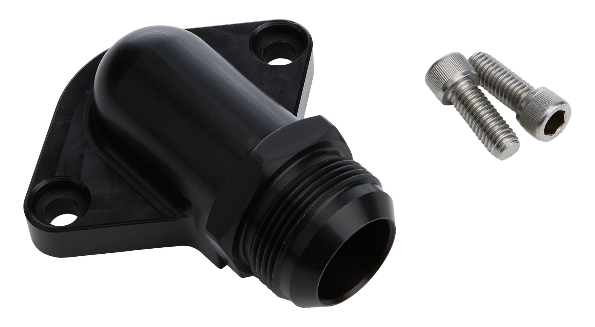 Allstar Performance Low Profile 90 Degree Water Neck - 20 AN Male Inlet - Black - Chevy V8