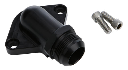 Allstar Performance Low Profile 90 Degree Water Neck - 20 AN Male Inlet - Black - Chevy V8