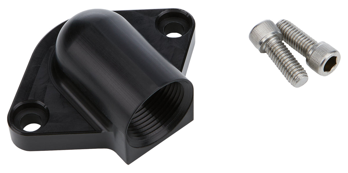 Allstar Performance Low Profile 90 Degree Water Neck - 16 AN Female O-Ring Inlet - Black - Chevy V8
