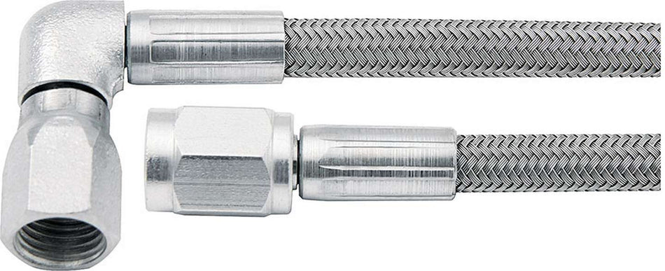 Allstar Performance Brake Hose - 16 in Long -3 AN Hose -3 AN to -3 AN 90 Degree Female - Braided Stainless / PTFE (5 Pack)