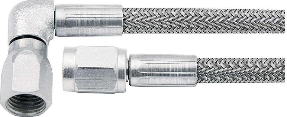 Allstar Performance Brake Hose - 26 in Long -3 AN Hose -3 AN to -3 AN 90 Degree Female - Braided Stainless / PTFE ALL46302-26