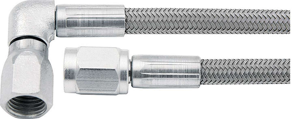 Allstar Performance Brake Hose - 30 in Long -3 AN Hose -3 AN to -3 AN 90 Degree Female - Braided Stainless / PTFE ALL46302-30