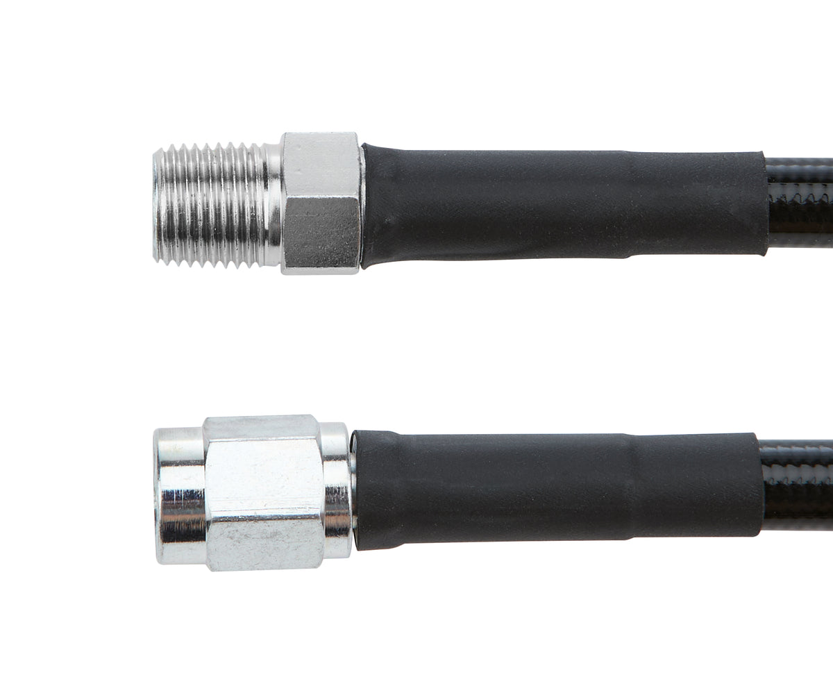 Allstar Performance Braided Stainless AN Hose - PTFE Lined - 21 in - 3 AN Female to 1/8 in NPT Male - Black Vinyl Coated