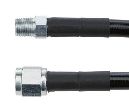 Allstar Performance Braided Stainless AN Hose - PTFE Lined - 24 in - 4 AN Female to 1/8 in NPT Male - Black Vinyl Coated