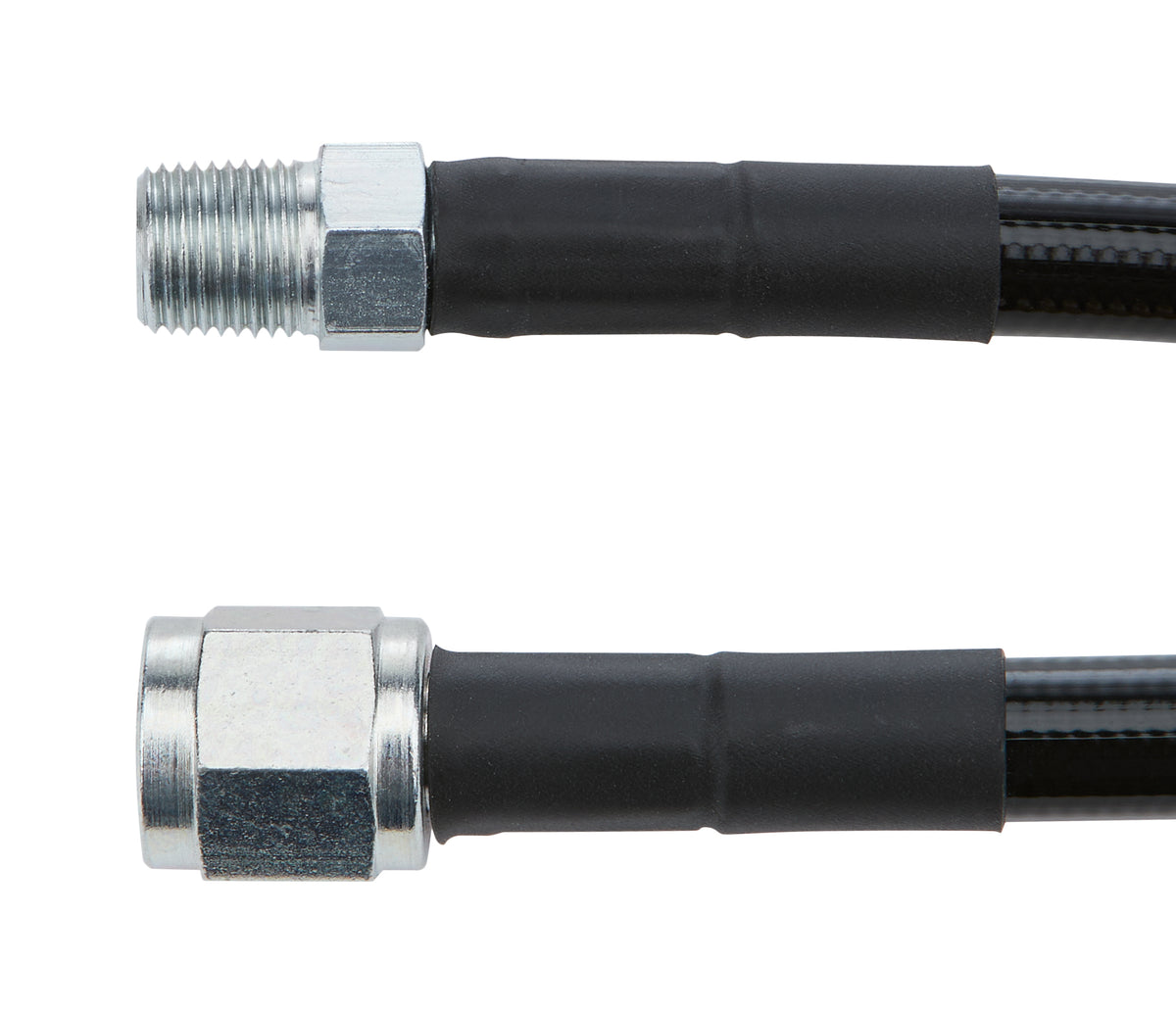 Allstar Performance Braided Stainless AN Hose - PTFE Lined - 48 in - 4 AN Female to 1/8 in NPT Male - Black Vinyl Coated