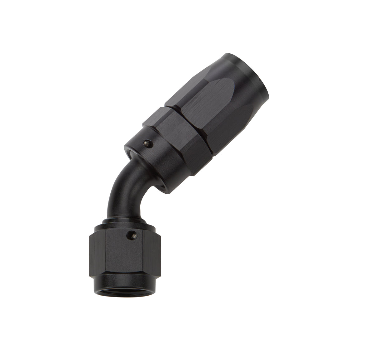 Allstar Performance Reusable Hose End - Black - 45 Deg Elbow -6 AN