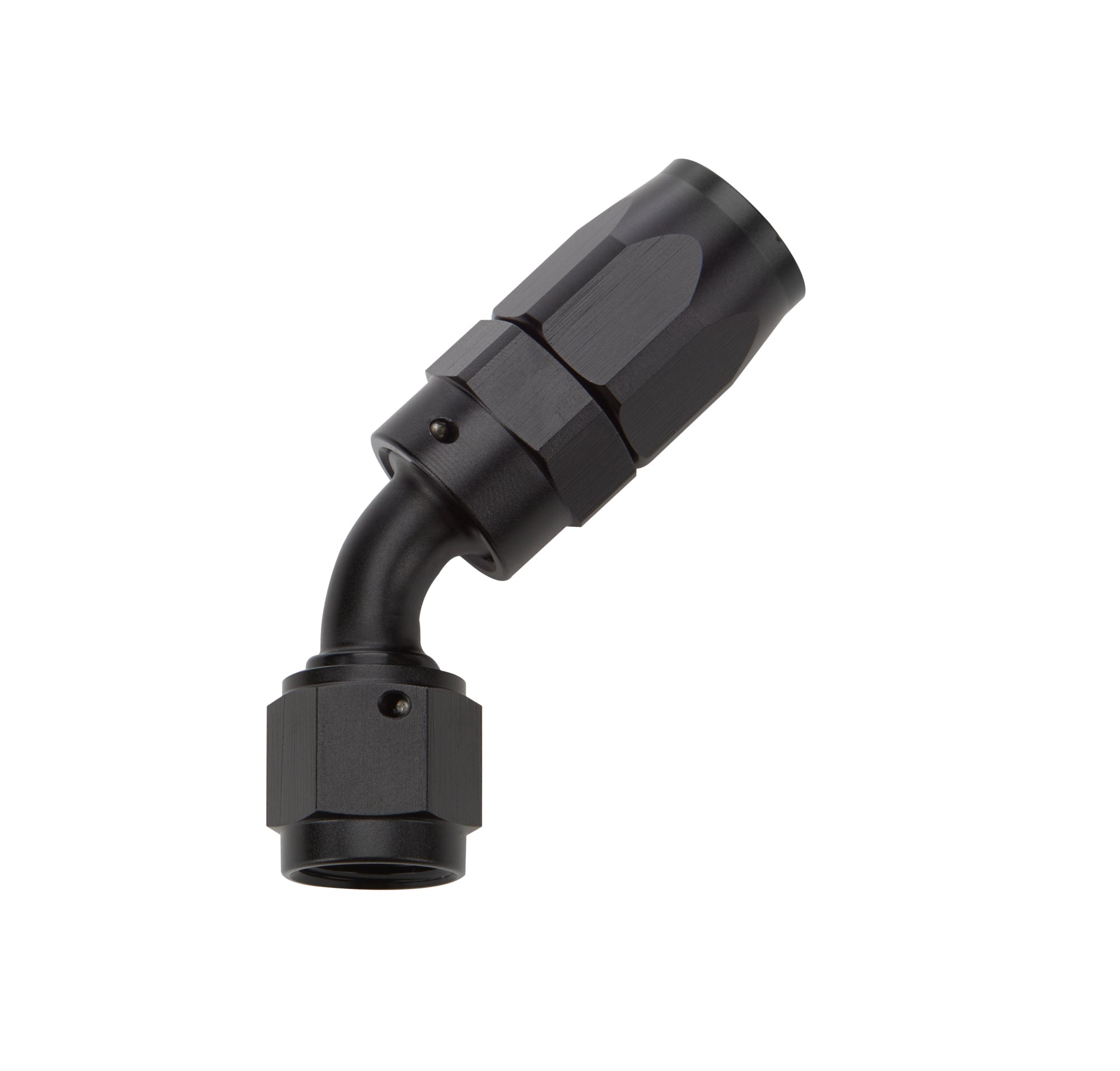 Allstar Performance Reusable Hose End - Black - 45 Deg Elbow -6 AN