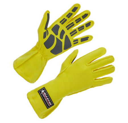 Allstar Performance Outseam Single Layer Racing Gloves - Yellow/Gray