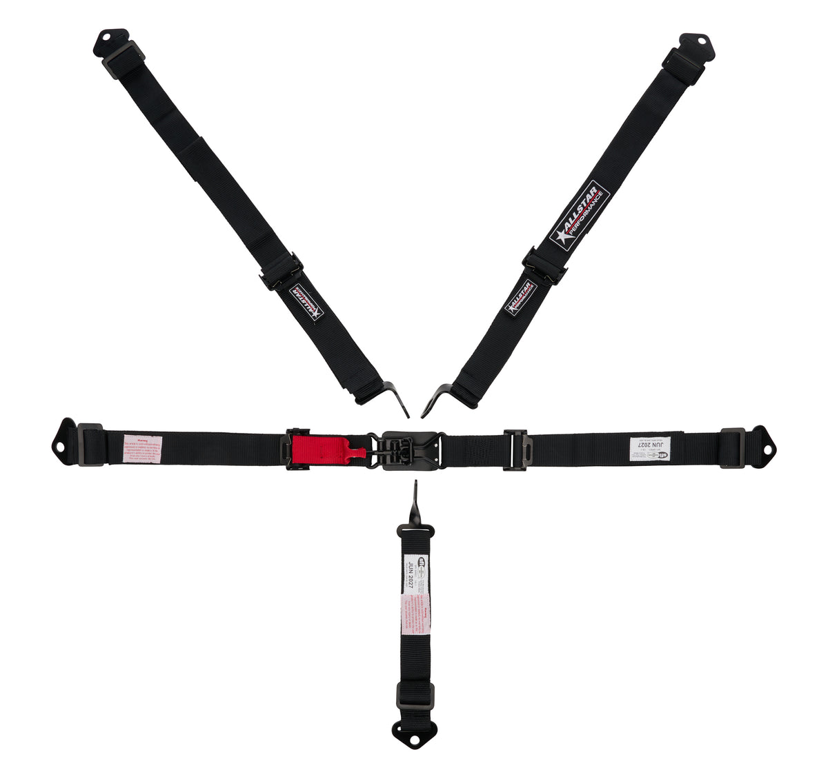 Allstar Performance 5-Point Latch & Link Harness - 2 in Belts - Black