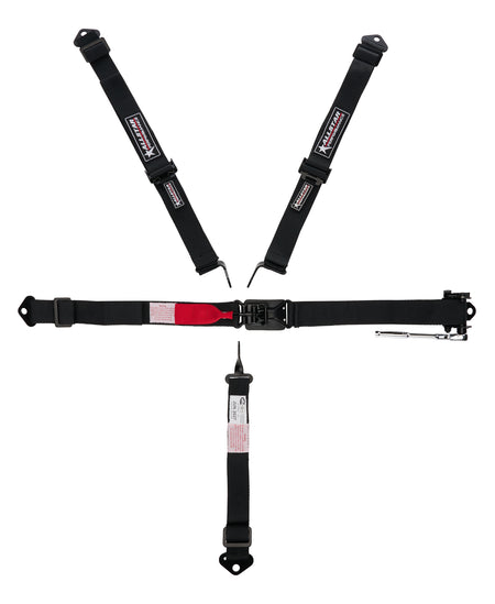 Allstar Performance 5-Point Latch & Link Harness - Left Ratchet Adjuster - 2 in Belts - Black