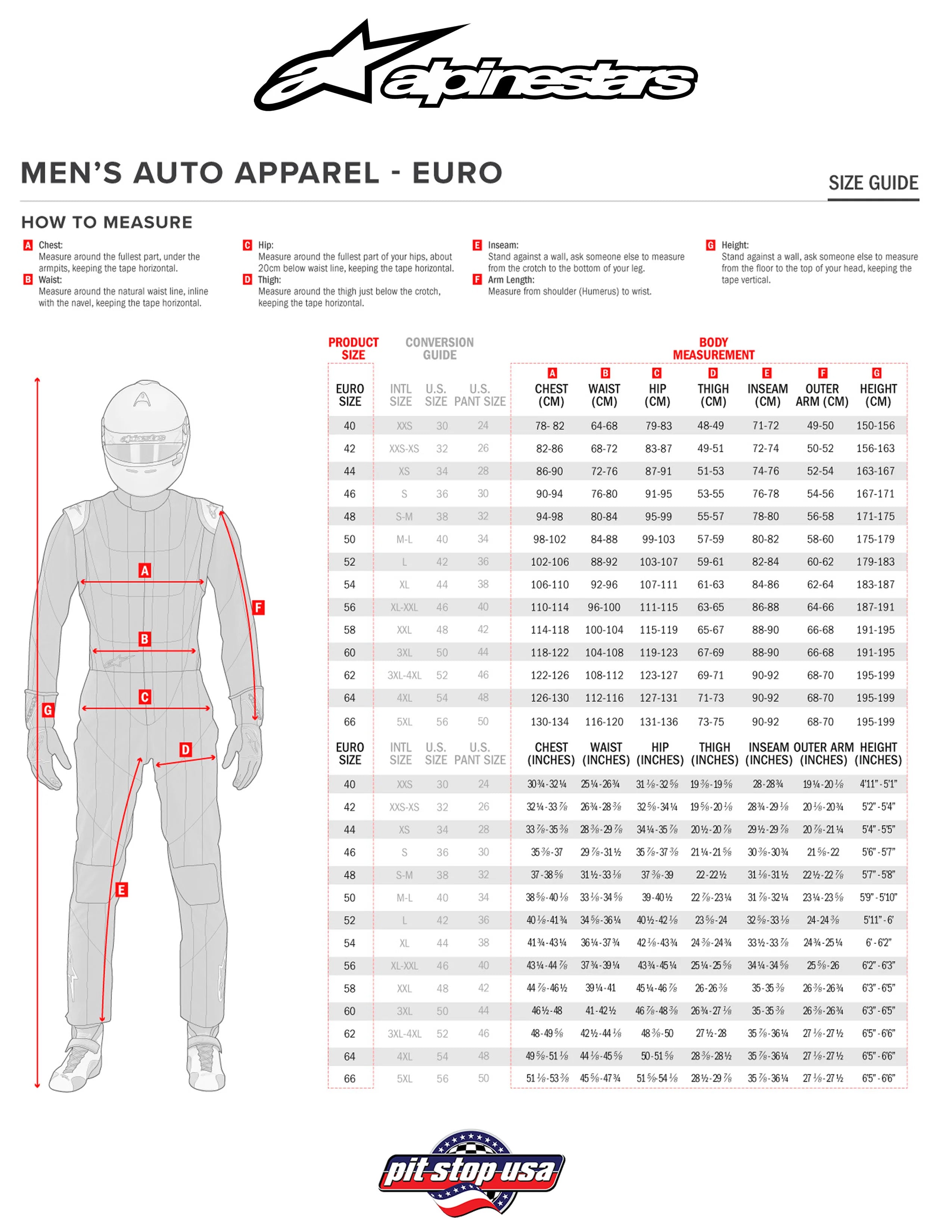 Alpinestars Race Suit Size Chart Alpinestars 3352122-1128-44