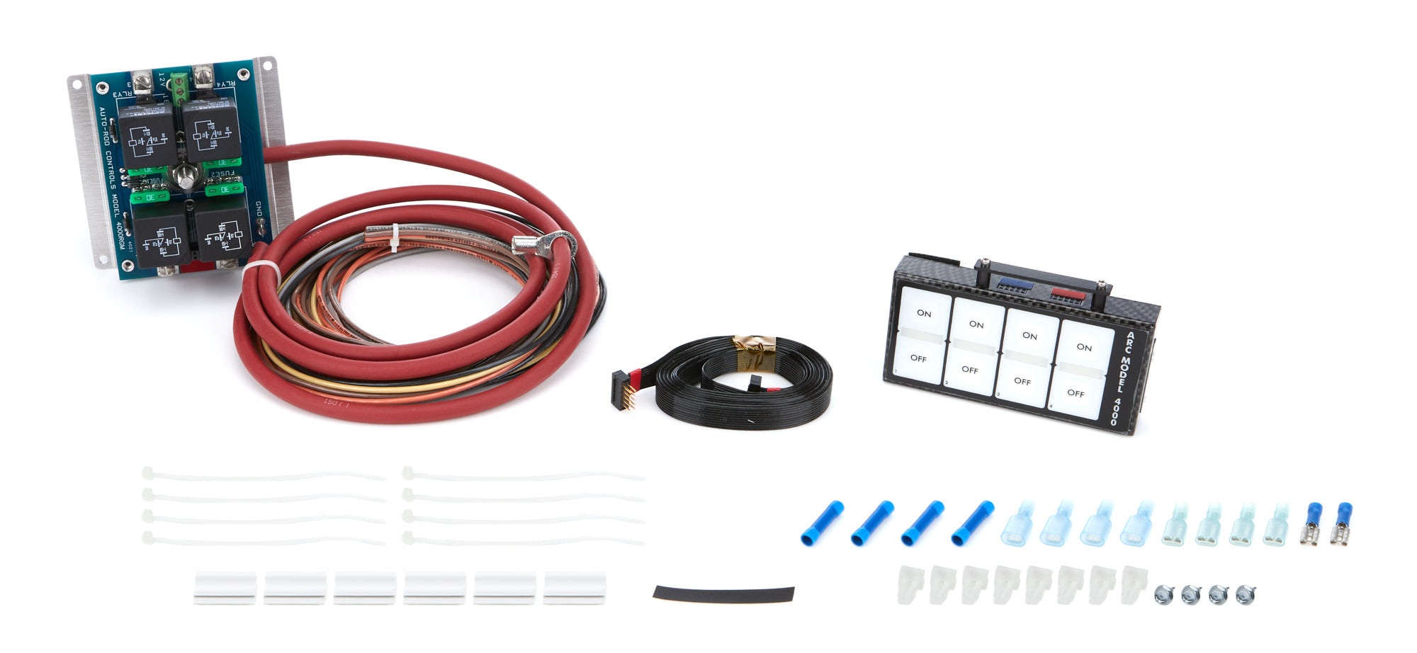Auto Rod Controls Switch Panel - 4.875 x 2.375 in - 4 Flat Switches - Indicator Lights - Carbon Fiber 4003D