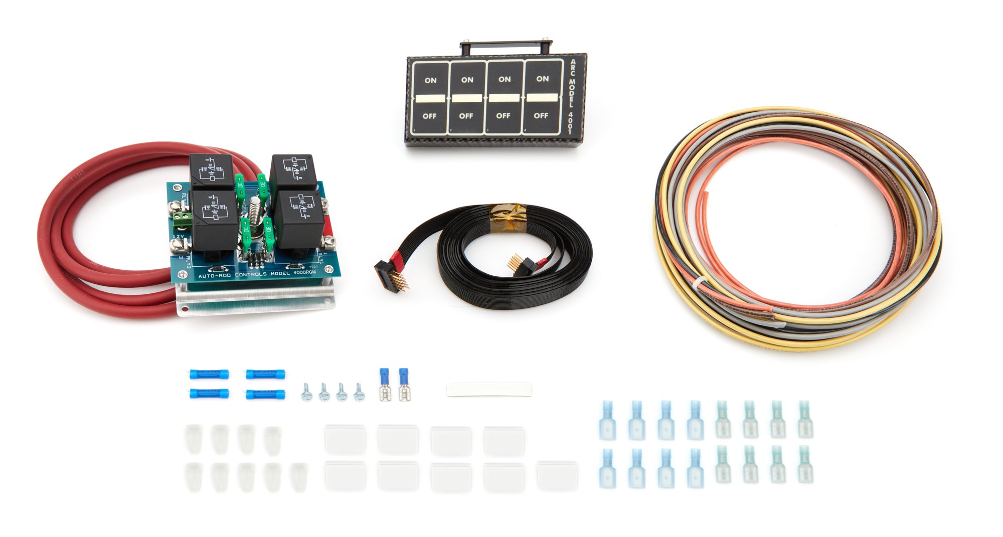 Auto Rod Controls Switch Panel - 4.875 x 2.375 in - 4 Flat Switches - Indicator Lights - Carbon Fiber 4004R