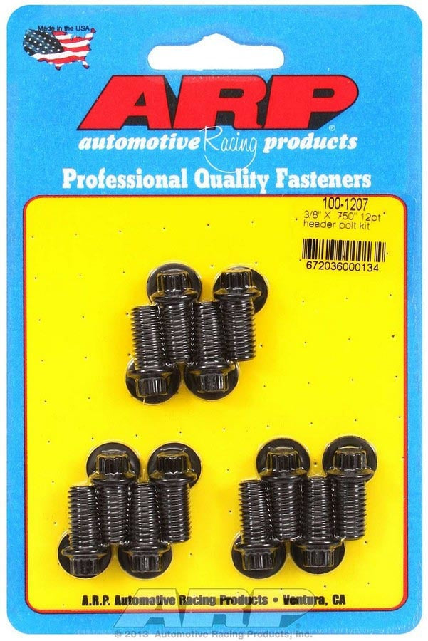 ARP Black Oxide Header Bolt Kit - 12-Point - 3/8" x .750" Under Head Length (12 Pieces)